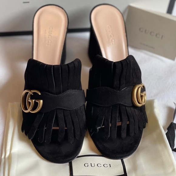 gucci marmont mid heel slide